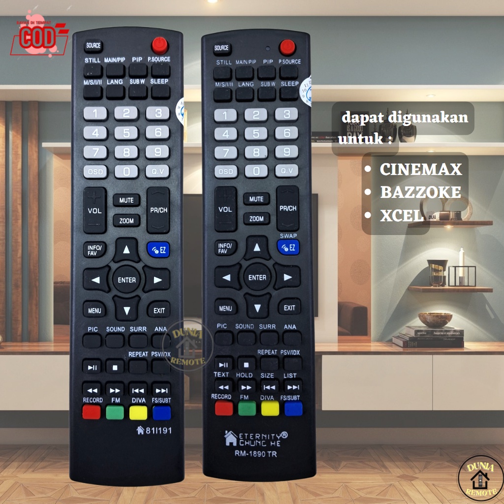 Remot / Remote TV POLYTRON CINEMAX BAZZOKE XCEL LCD LED 81/191 tanpa setting