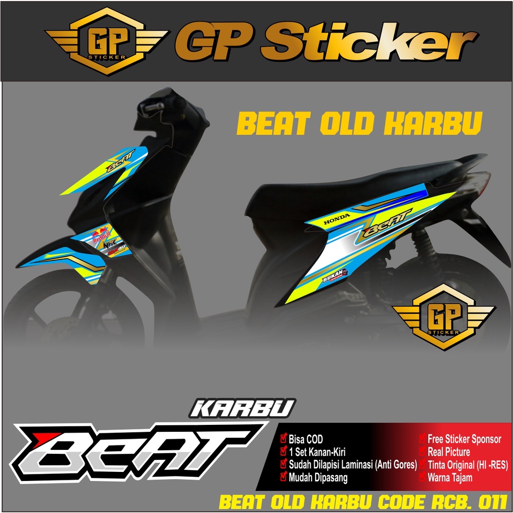 Striping Beat Karbu 2008 2009 2010 2011 2012- Sticker Motor List Variasi Beat Old Karbu . GP 011