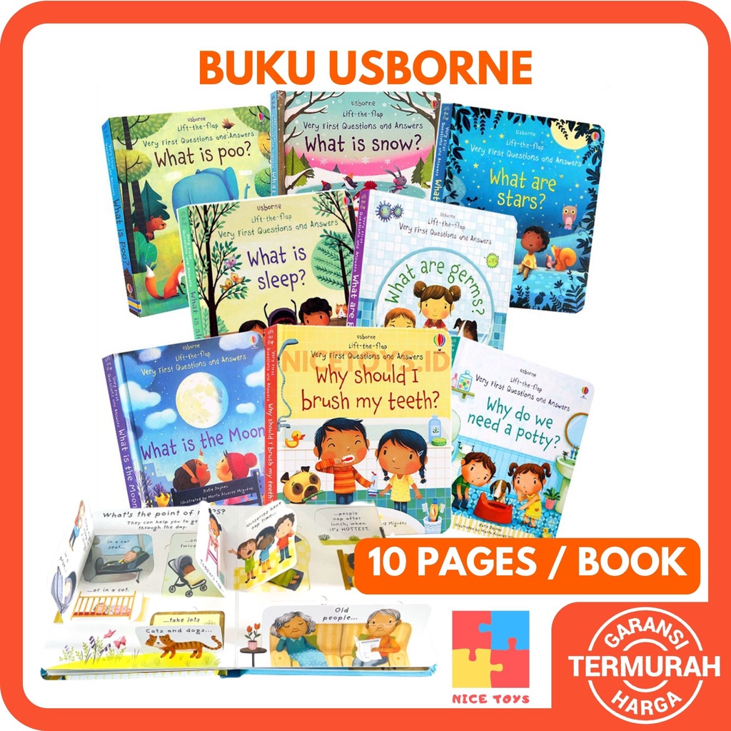 Buku Usborne Lift-the-flap First Questions and Answers Buku Bahasa Inggris Buku Edukasi Buka Tutup Buku Cerita Anak