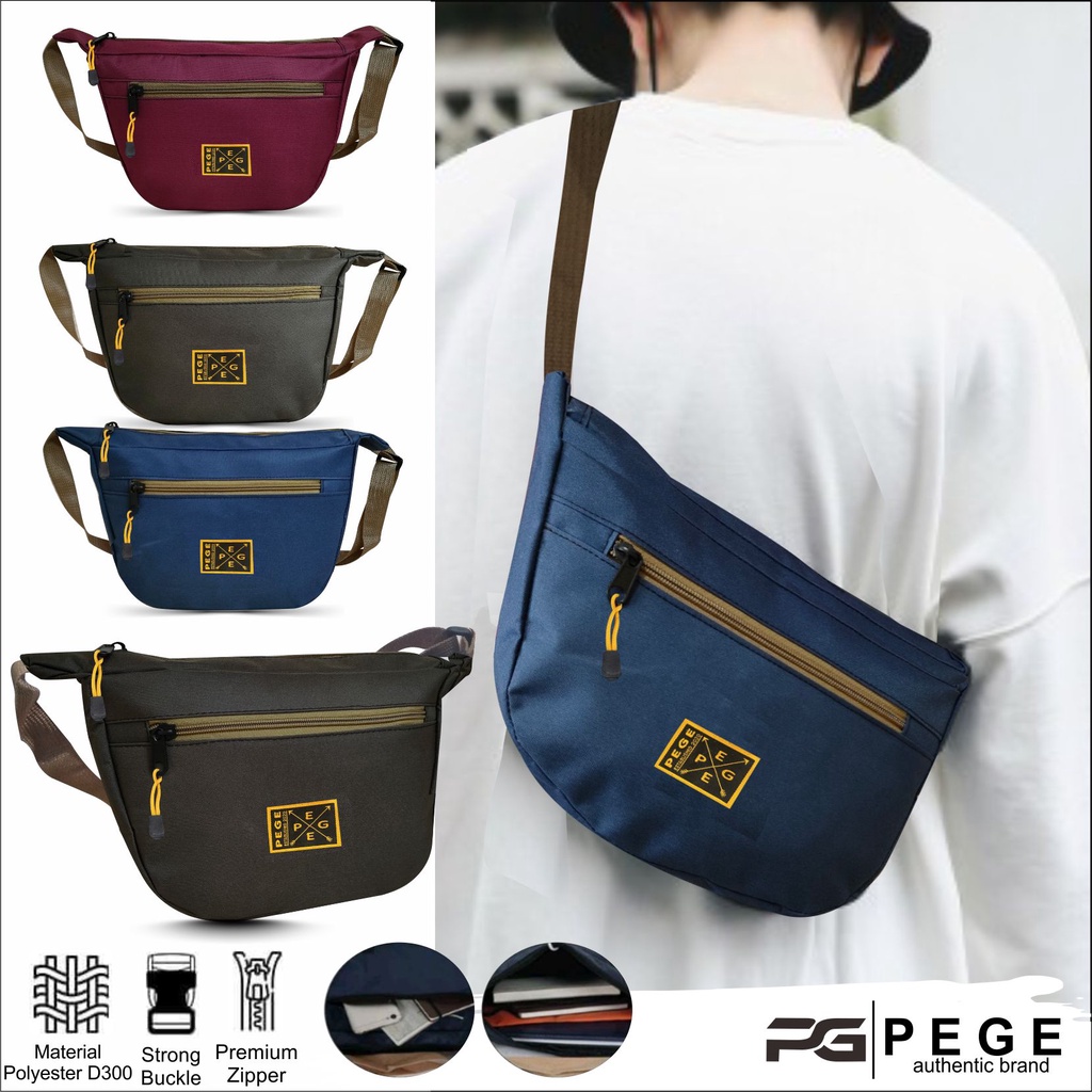 Tas Selempang Kasual Pria PEGE Slingbag Bahu Model Simpel Polos Keren - PG 8915