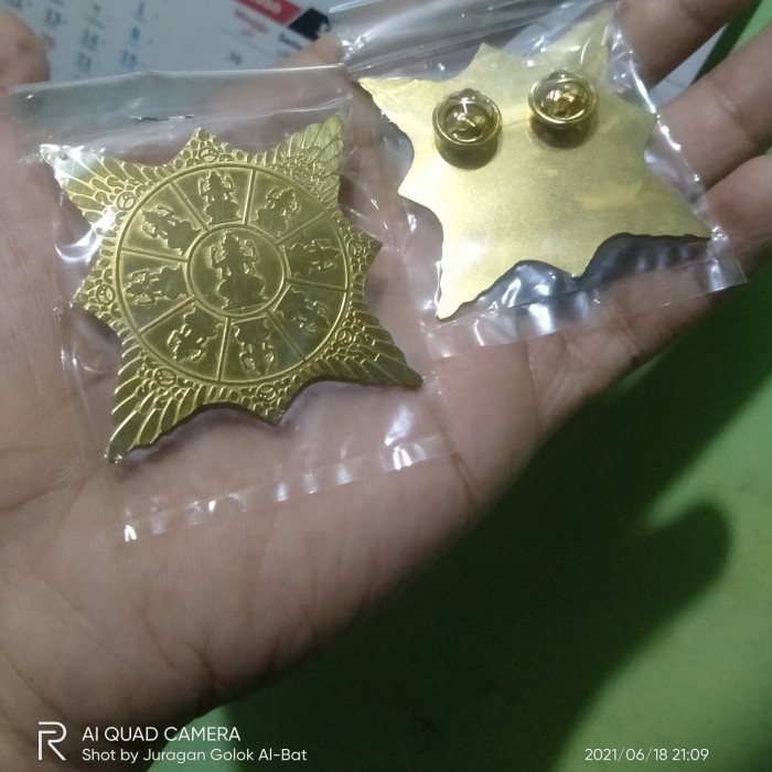 Pin Jas Pin Bross Surya Majapahit Kerajaan Pin Jas Lencana Bahan Kuningan Asli