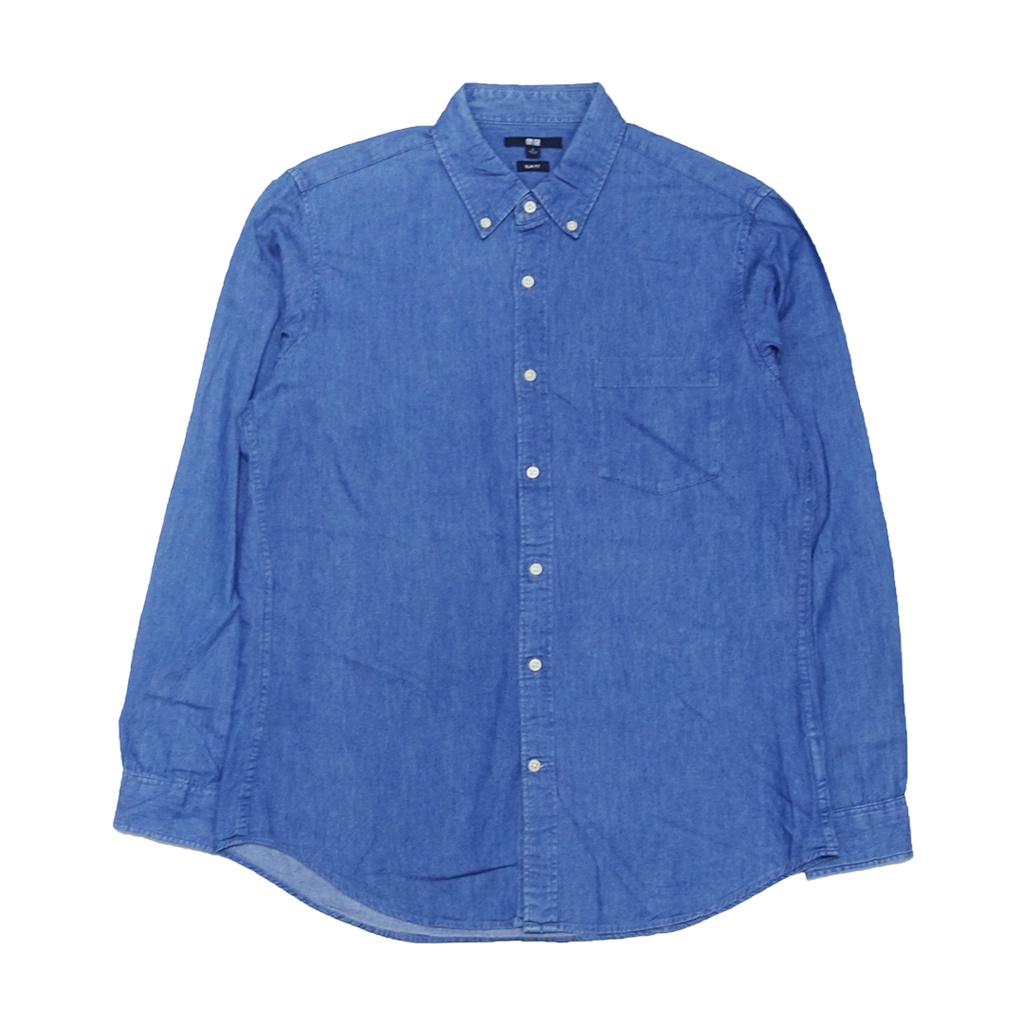 Uniqlo Soft Denim Regular Blue Long Sleeve Shirt