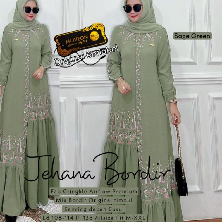 PALING DIMINATI Jehana Bordir Mat Airflow Crinkle Mix Bordir Timbul Premium Original Moveon