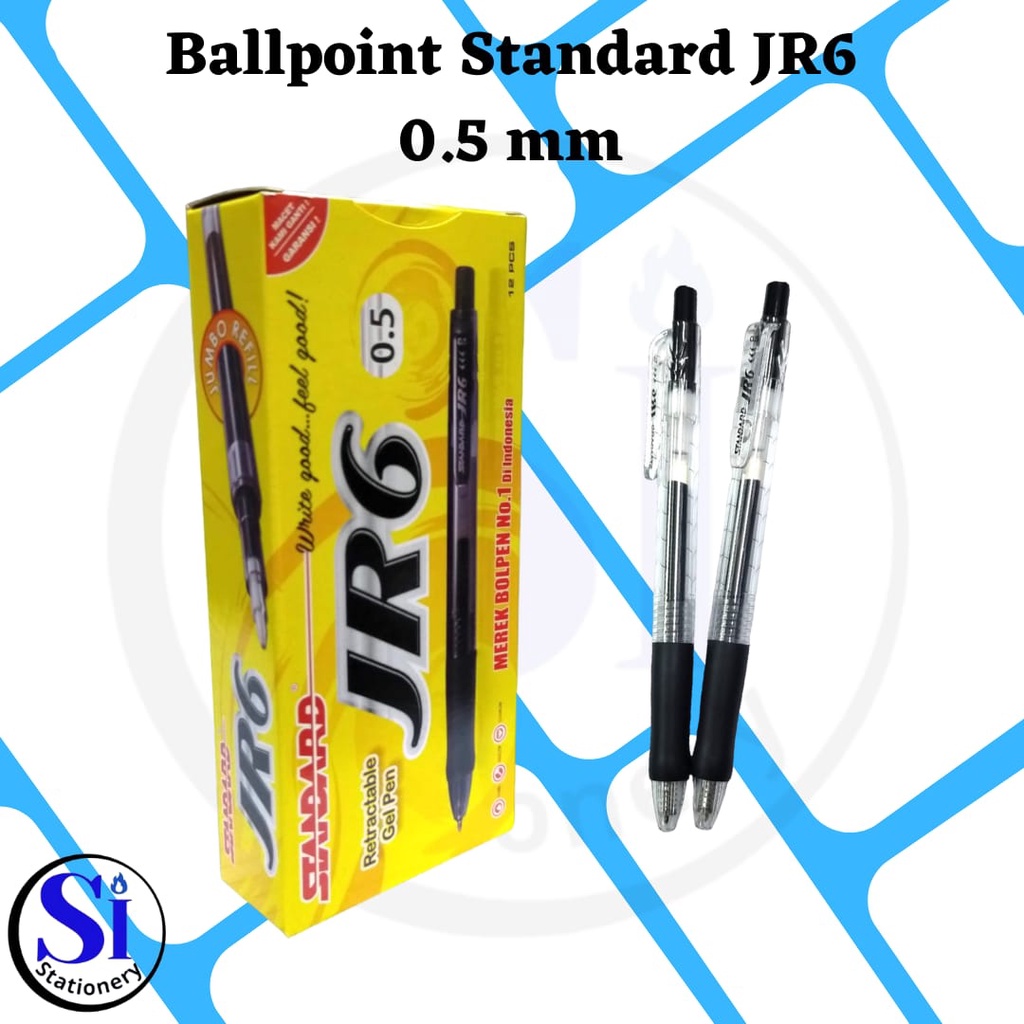 Pulpen Standard JR6 0.5mm Gell/ Standard Pen JR6 Lusin/12pcs Original