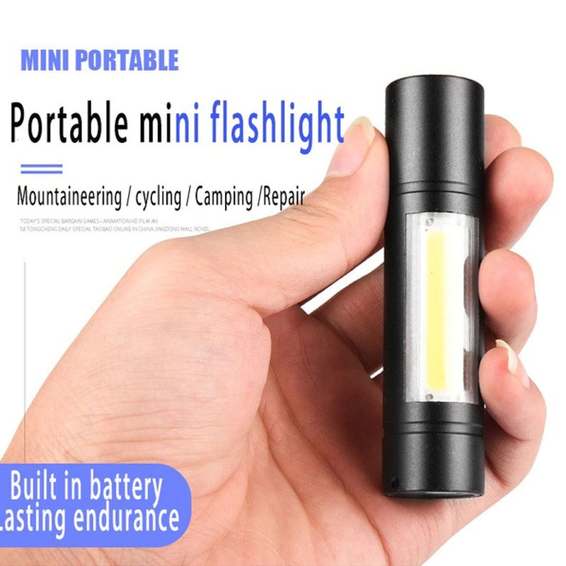 JONCELY Senter LED Mini Flashlight Bright USB Recharge XPE+COB - JY031 - Black