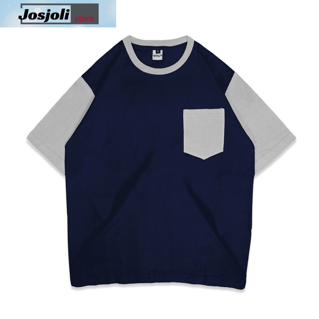 JOSJOLI_STORE/Baju Polos Oversize Kombinasi/Atasan Pria Dewasa Lengan Pendek/Ld 116cm