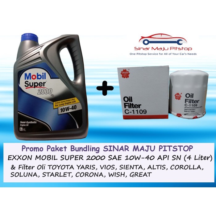 Paket Oli EXXON MOBIL SUPER 2000 10W-40 & Filter TOYOTA YARIS & VIOS ORIGINAL