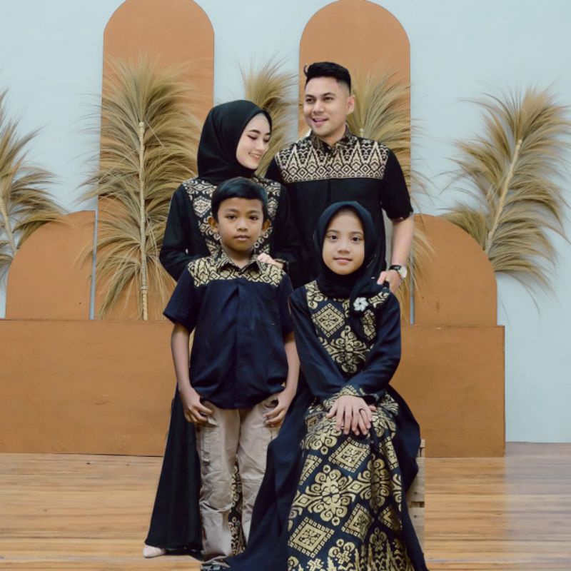 Baju batik kapel gamis couple batik gamis pasangan muslim sarimbit keluarga cople suami istri wanita kapel kondangan keluarga ayah ibu anak