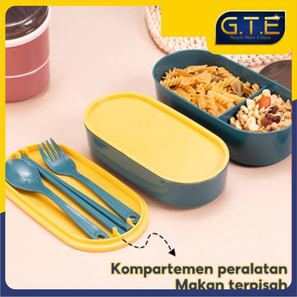 GTE | Kotak Makan Siang 2 Lapis / Kotak Makan Siang Anak / Kotak Makan Set / Kotak Bekal Siang Anak / Kotak Bento Bekal Anak