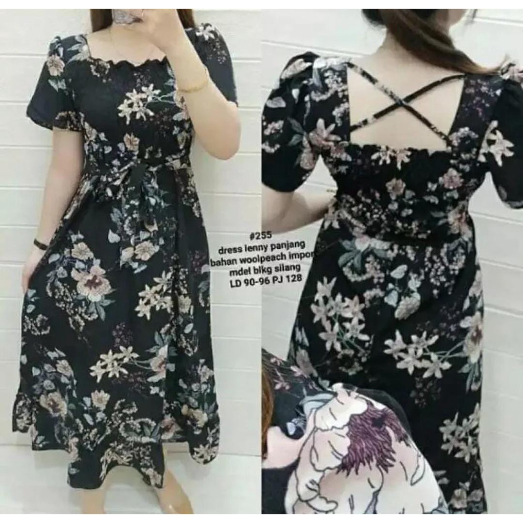 BAJU DRESS LENNY MOTIF BUNGA KEMBANG ALENA // DRES WANITA //DRESS BALI MOZA LONCENG//DRESS LILY PANJ