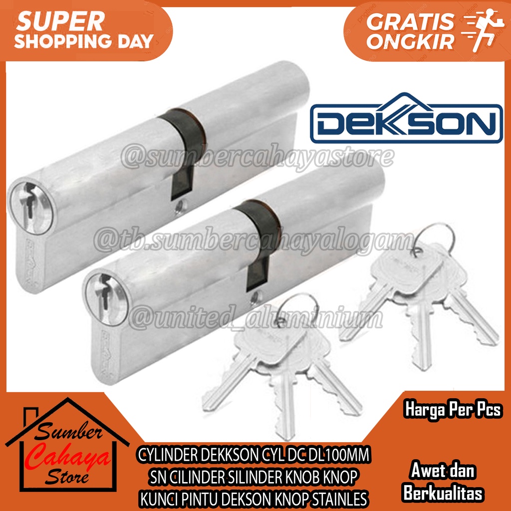 CYLINDER DEKKSON CYL DC DL100MM SN KUNCI SILINDER PINTU DOUBLE 10CM DEKSON CILINDER KNOB KUNCII KONC