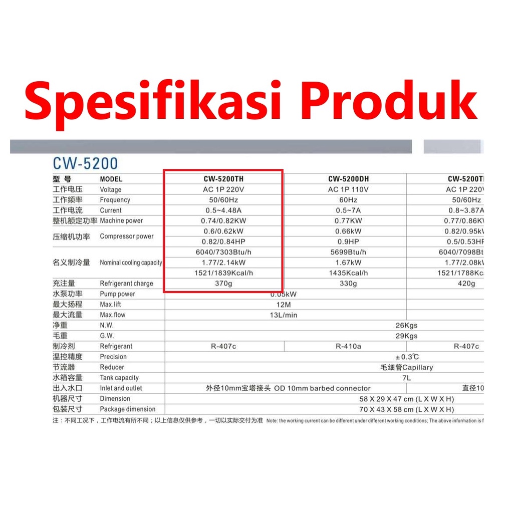 [HAEBOT] S&amp;A Chiller Chiler CW5200TH 220V Pendingin Tabung CNC Laser CO2 Industrial Water Cooling Mesin Cutting CW5200