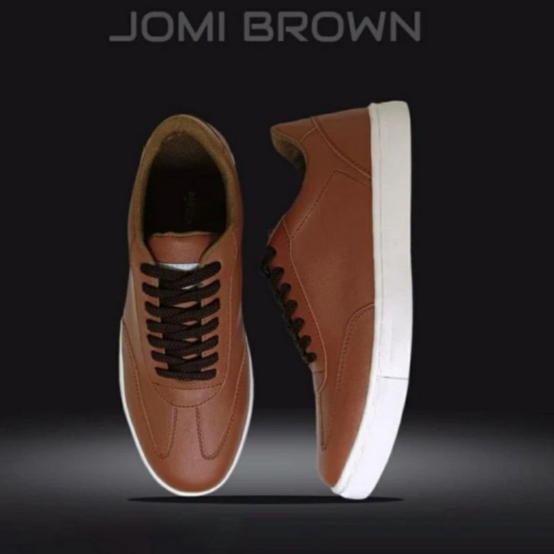 JOMI Sepatu Casual Pria Men-707 Sneaker Sepatu Kasual Kulit Cowok 39.44 Brown Low Cut