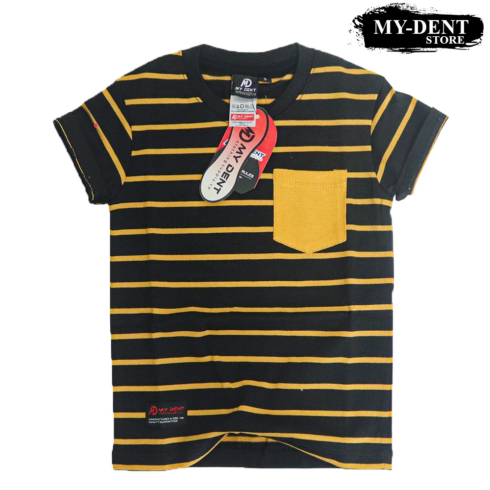 Mydent Kaos Anak Laki Laki Distro Motif Salur Stripe Umur 1-7 Tahun Colour