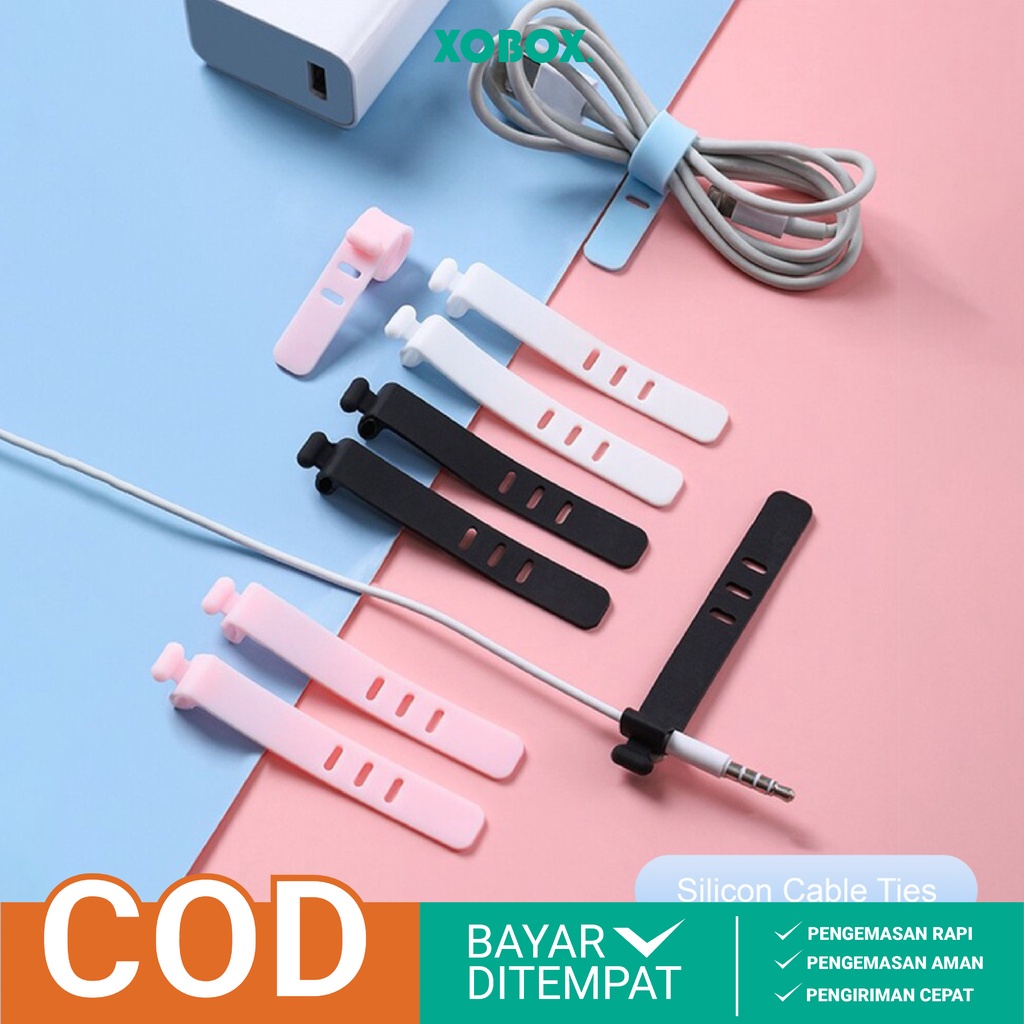 Pengikat Kabel Cesan dan Headset Silikon Penggulung Cable Binder Klip Cable Cord Holder Penjepit Kabel Charger Hp Hetset Universal HP46