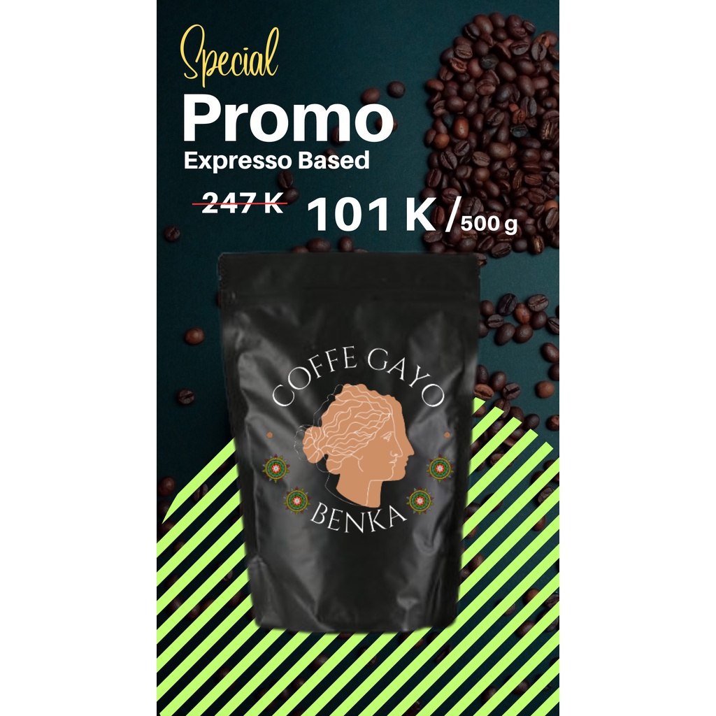 

Benka Coffee Kopi Arabika Gayo Aceh Jenis Olahan Espresso Base 500g Bubuk single Origin Coffe