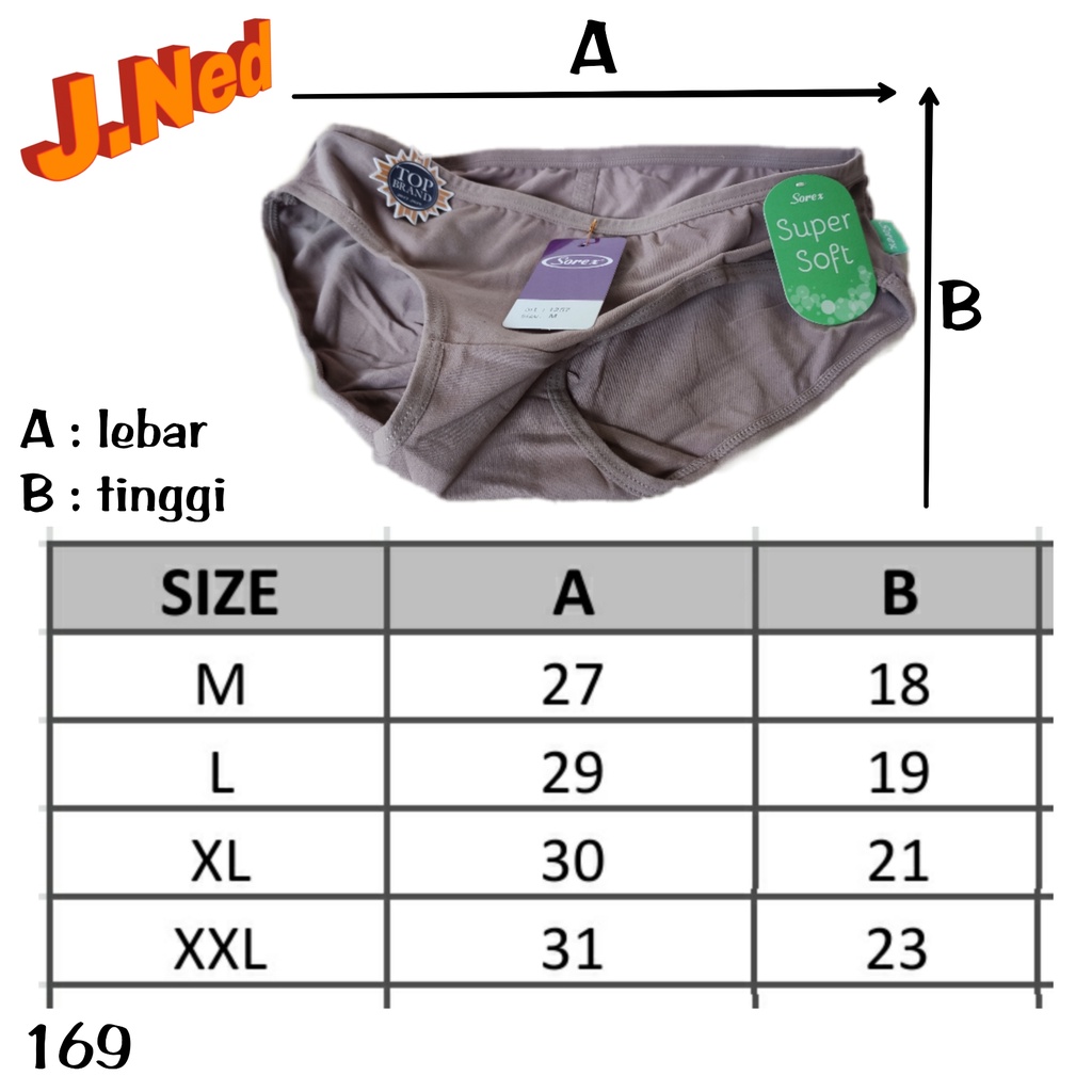 J169T ISI 3 PCS SOREX CELANA DALAM WANITA  SIZE M - XXL