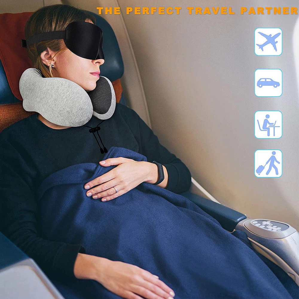 Rhodey Bantal Leher U-Shape Foldable Travel Neck Pillow