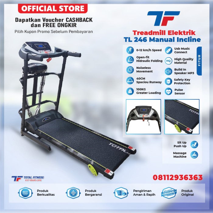 Alat Fitnes Treadmill Electric Tl 246 - Treadmill Elektrik - Treadmil