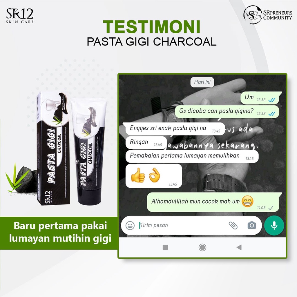 PASTA GIGI SR12 CHARCOAL DAN SIWAK PEMUTIH GIGI MENGHILANGKAN BAU MULUT