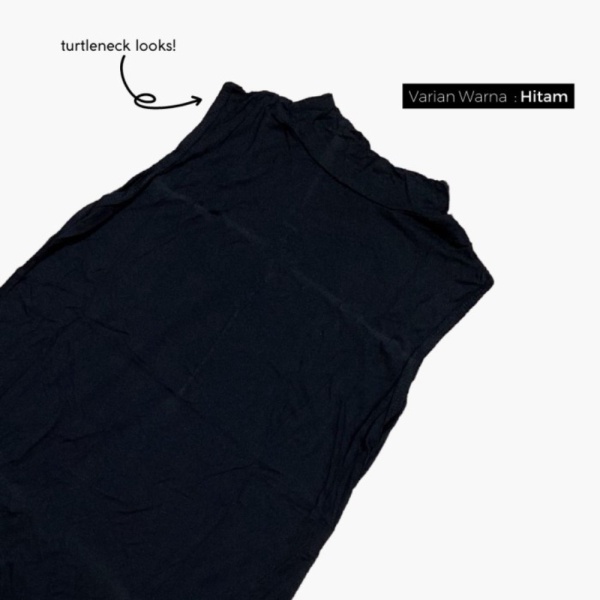 Jual INNER LONG DRESS TURTLENECK PREMIUM / INNER DRESS PANJANG TANPA LENGAN - HITAM TIPIS Diskon
