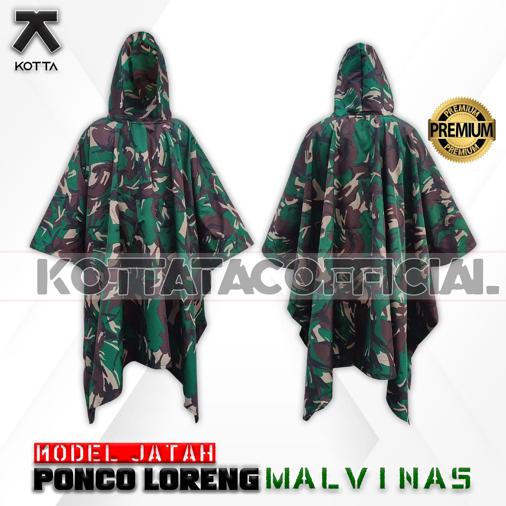 PONCO LORENG JATAH TNI - PONCO LORENG MALVINAS - JAS HUJAN LORENG - MANTEL HUJAN LORENG