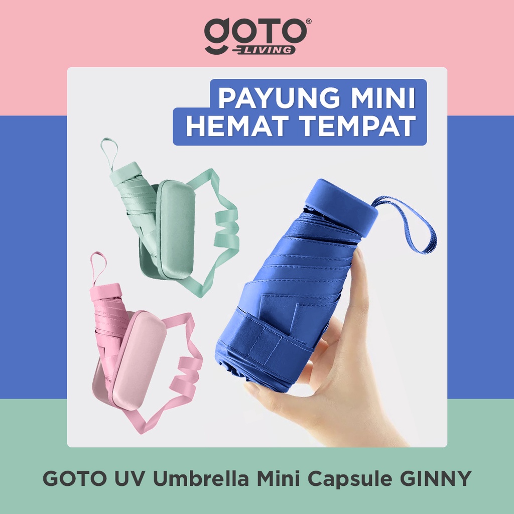 Goto Ginny Umbrella Payung Kapsul Mini Lipat Polos Waterproof Anti UV