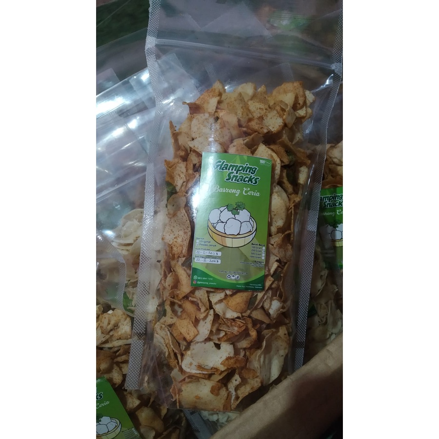 

jajanan basreng standing pouch 250 gram viral bahan-bahan premium ( basreng original, basreng pedas dan basreng pedas jeruk)