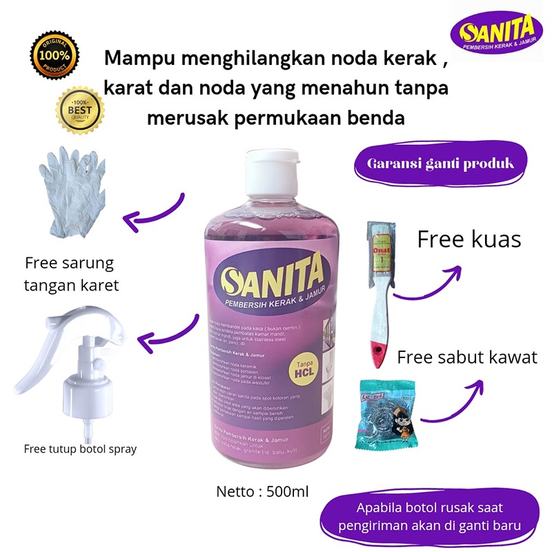 Sanita Pembersih Penghilang Kerak Dan Jamur Kamar Mandi Keramik Ampuh Tanpa HCL