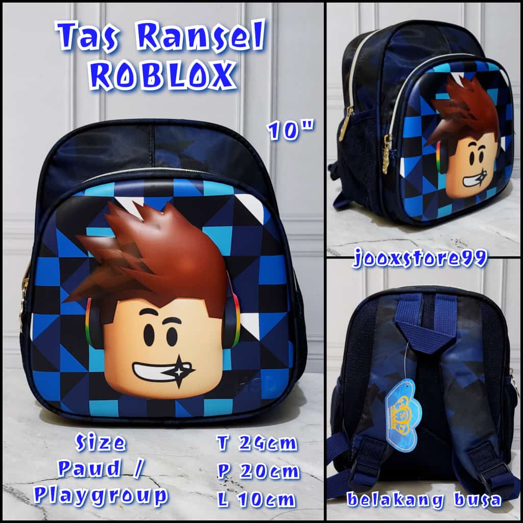 Tas Sekolah Ransel Anak Paud dan Playgroup Motif Mario dan Roblox Timbul 3D Backpack Anak Laki - Laki Import