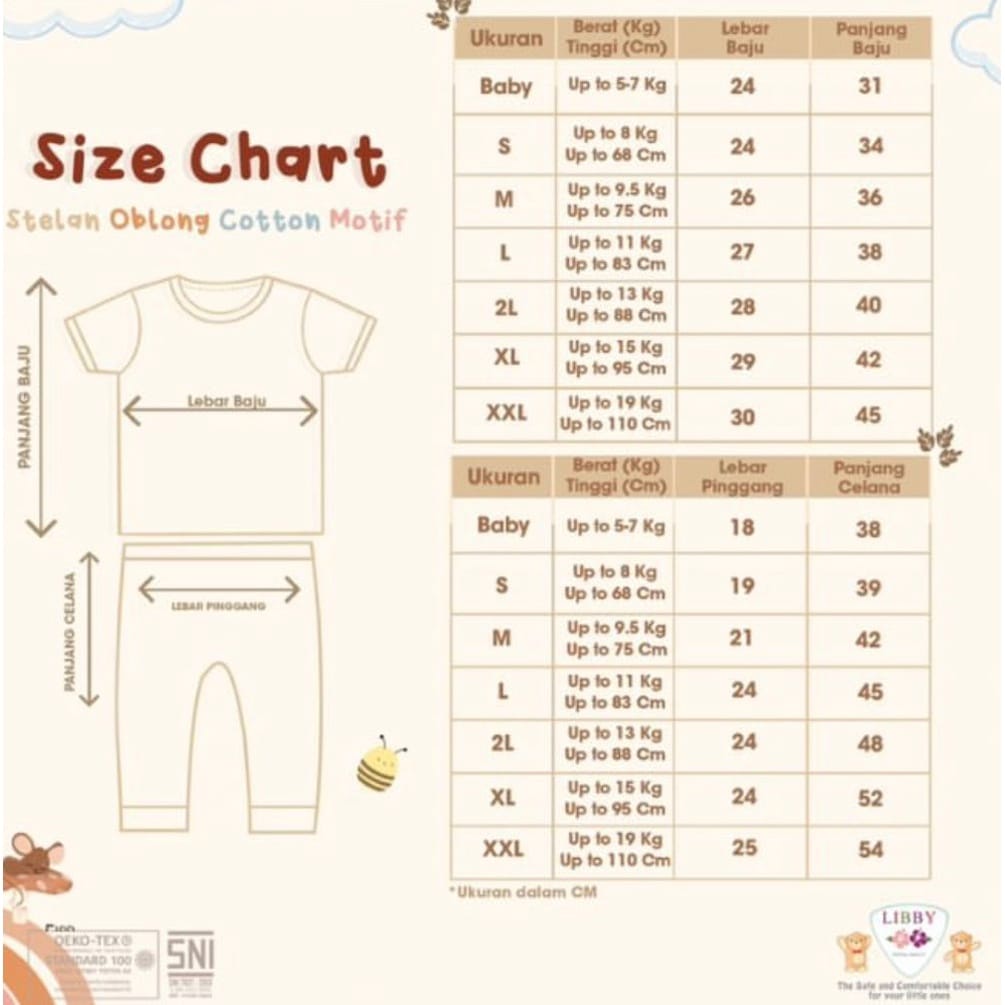 Libby Baby Setelan Oblong Cotton Rib Tipis Pendek Celana Panjang Boy &amp; Girl - Libby Series Motif PLAY THE GROUND - LIBBY BAJU ANAK MURAH