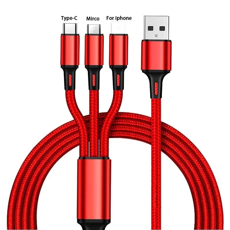 PROMO Kabel Charger 3IN1 Kabel Data USB Charger iOS + Micro USB + Type C Charger - Fids Stor