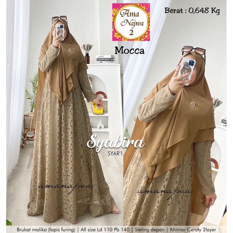 SYABIRA SYARI/GAMIS SYARI JUMBO LD 110 PESTA PARTY DRESS PREMIUM BROKAT BRUKAT MALIKA MUSLIM MODERN 