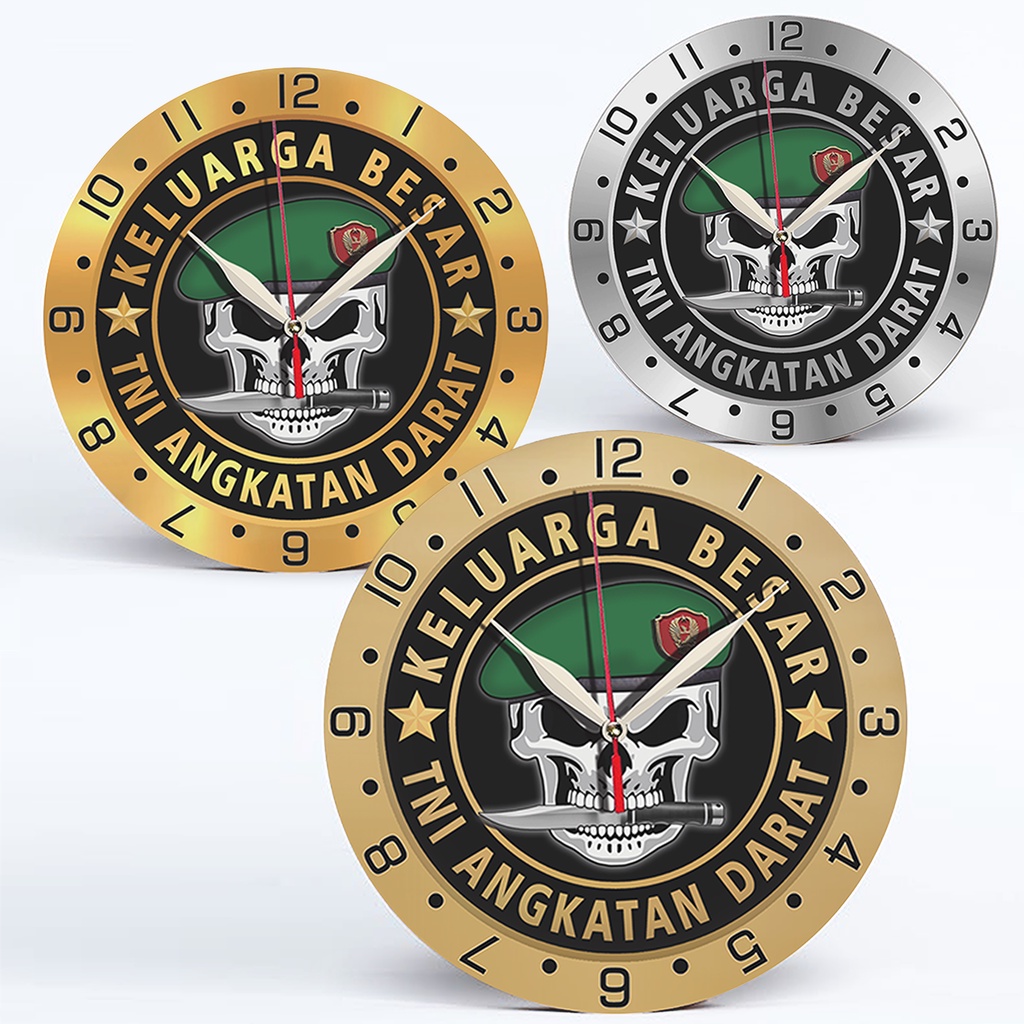 Jam Dinding Unik Keluarga Besar TNI-AD - Kayu Karakter D30cm (Special Edition)