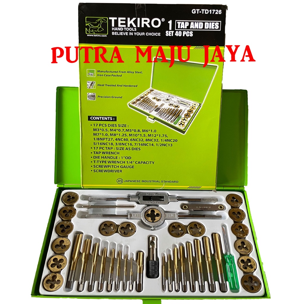 TEKIRO TAP AND DIES SET 40 Pcs ALAT SENAI DAN TAP ULIR BAUT DRAT
