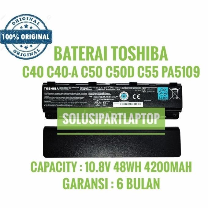 Baterai Batre Original Laptop Toshiba Satellite C40 C50 PA5109 PA5109U