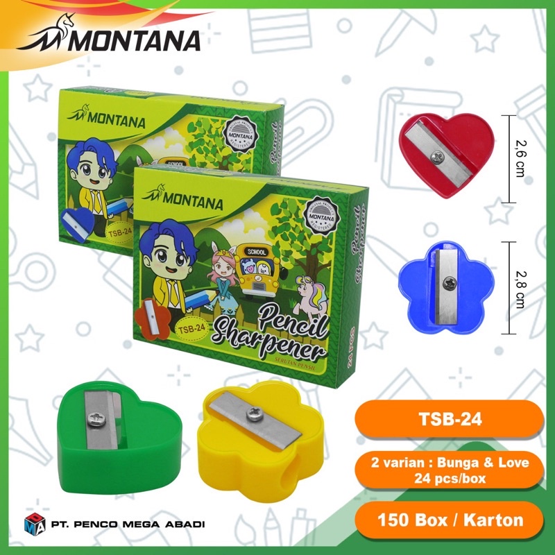 

1Pcs Serutan Pensil Montana Motif Love Rautan Pensil Tajam Pencil Sharpener