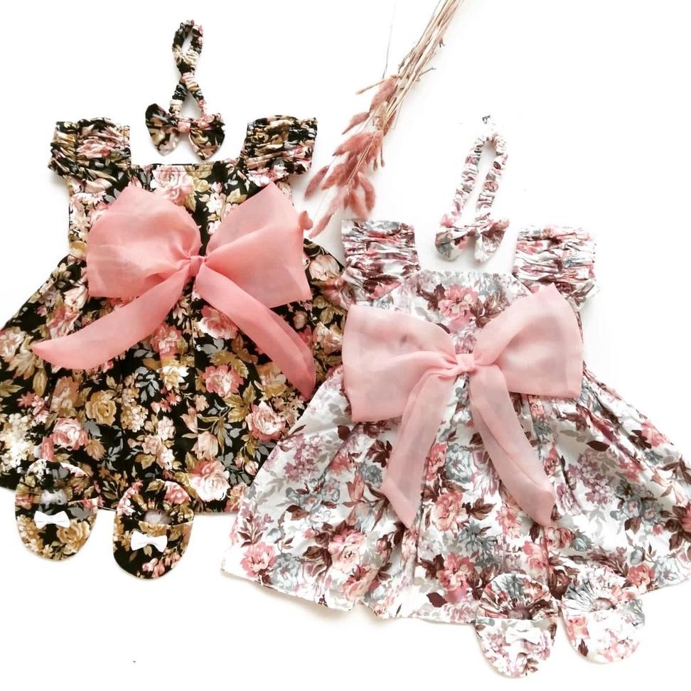 LILYROSE PITA KACA DRESS Premium katun jepang baju bayi Baju Setelan Bunga Pergi Lucu Fashion Anak B