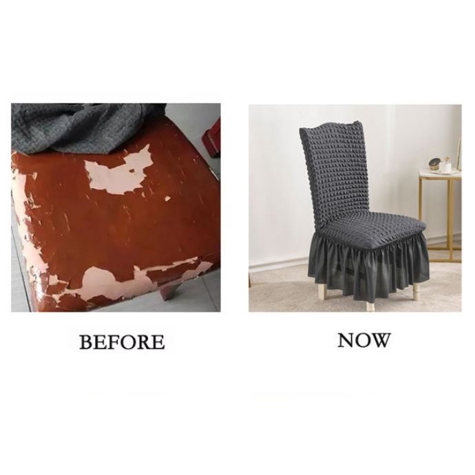 Dining Chair Cover Elastis With Lace - Penutup Kursi Dengan Renda