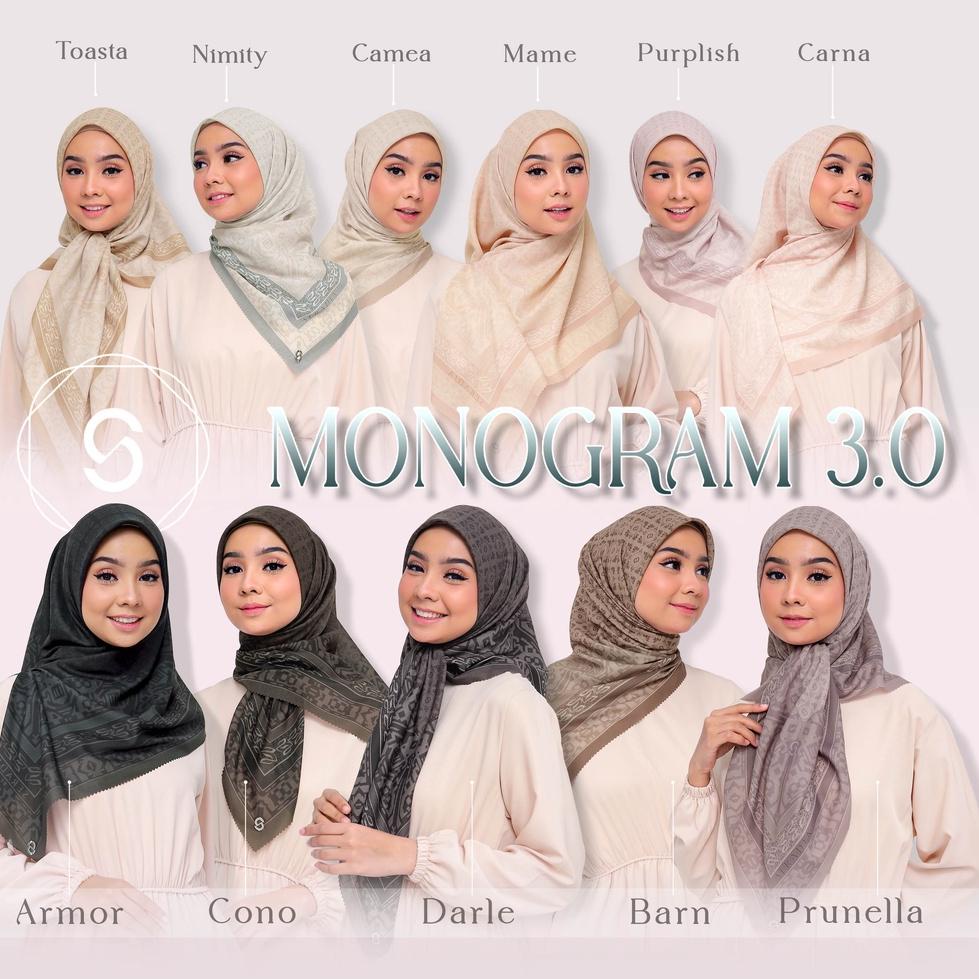 HARGA TERMURAAH Seradia Hijab Segi Empat Monogram 3.0