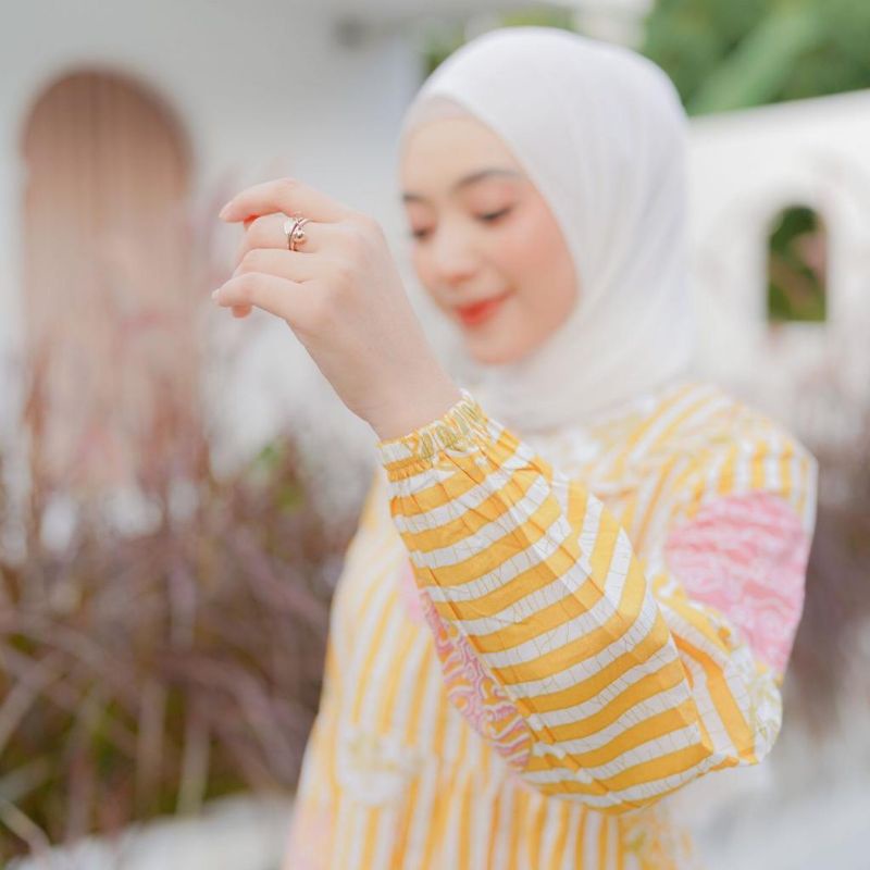 BLUS BATIK WANITA MODERN SOFTCOLOR MOTIF KOIN BUSUI FRIENDLY|| ATASAN KERJA ||M-L-XL-XXL