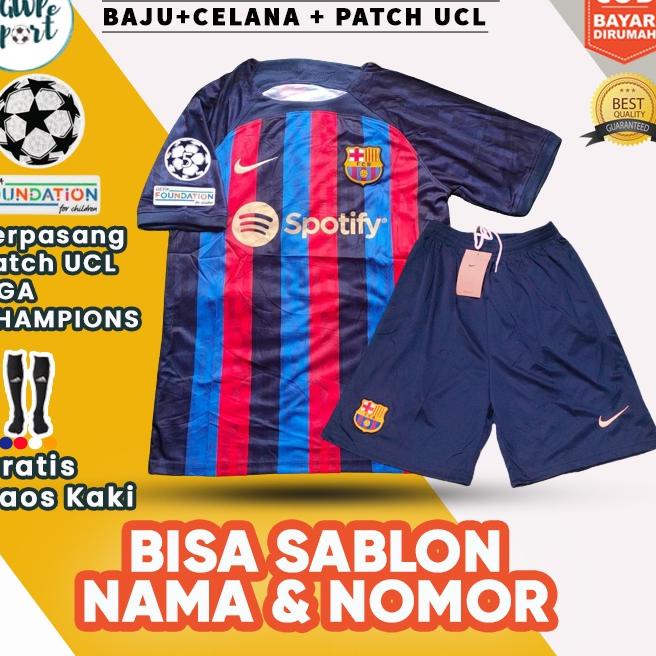 SALE TERBATAS  BARCELONA 2022 2023 BARCA HOME TERBARU SETELAN KUALITAS JAMINAN TERBAIK