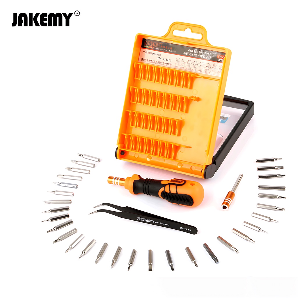 Jakemy 33in1 Obeng Set Hp Phillips Torx Hex Triangle Bintang Star 0.8 Original JM-8101