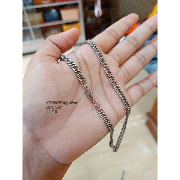 rantai kalung titanium silver rante sisik naga besar