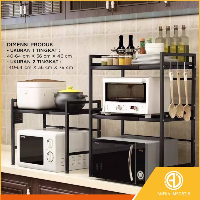 Terlaris Rak Microwave Oven Tingkat Susun Meja Dapur Adjustable Serbaguna