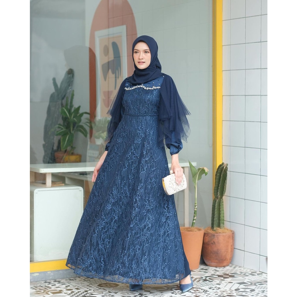 Luna Dress Brukat Tile Apply Mutiara Gamis Shelomita Brukat Gamis Kondangan Gamis Brukat Remaja Muslimah Cantik Outfit Kondangan Gaun Pesta Mewah Dress Bridesmaid Seragam Pernikahan Dress Party Terbaru Dress Muslimah Jumbo xxl ld 120