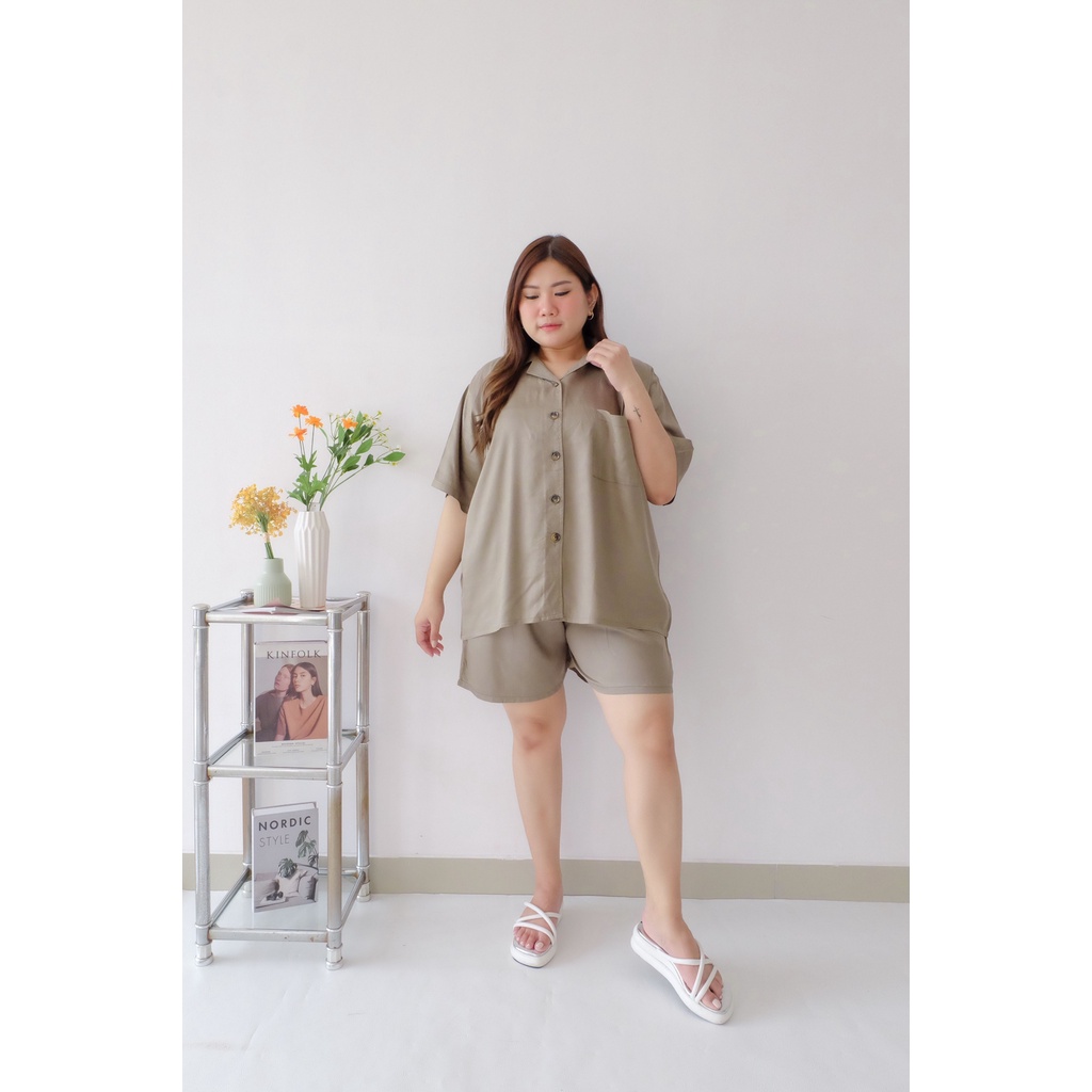 BIGWELL ALICE SET POLOS WARNA - SETELAN WANITA BIG SIZE / SETELAN JUMBO / PIYAMA RAYON