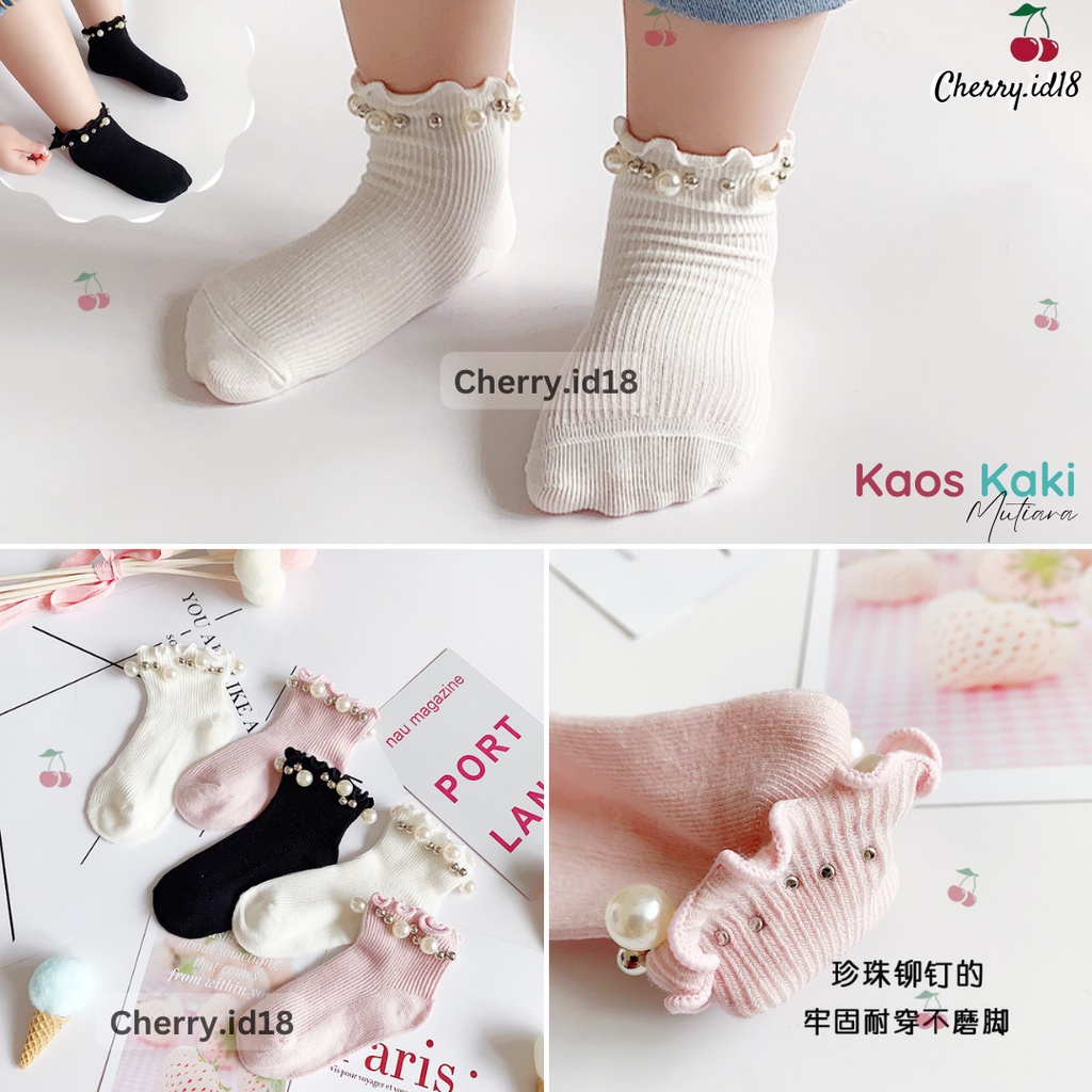 Cherry COD Kaos Kaki Anak Perempuan Mutiara / Kaos Kaki Pendek Bayi Murah / Kaos Kaki Bayi Import WZ06