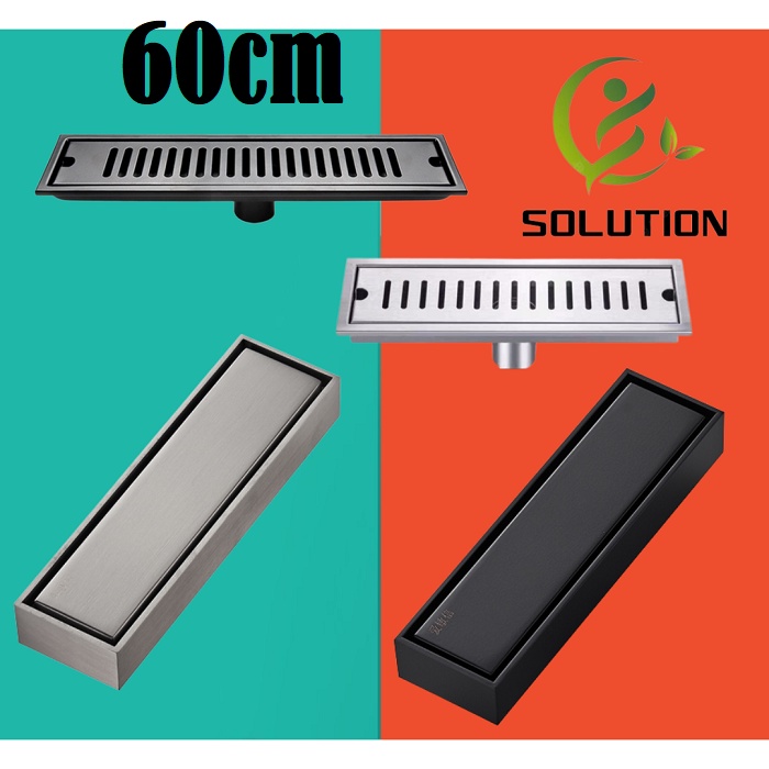 Smart Drain Tile insert Stainless Hitam 60cm / floor drain saringan Got anti banjir dan serangga Stainless SUS 304