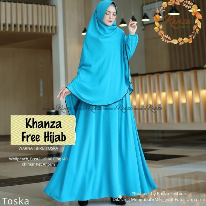 MURAH Gamis Dress Syari Busui Polos XL JUMBO KHANZA Warna HIJAU TOSCA TOSKA